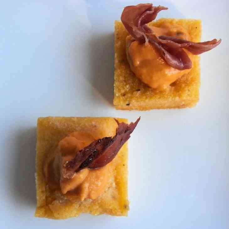 Fried Polenta w/Pumpkin Mousse and Speck