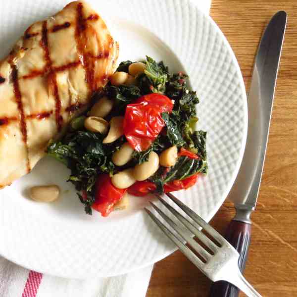 braised kale with white beans