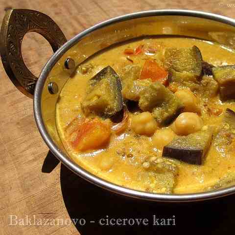 Brinjal and chickpea curry