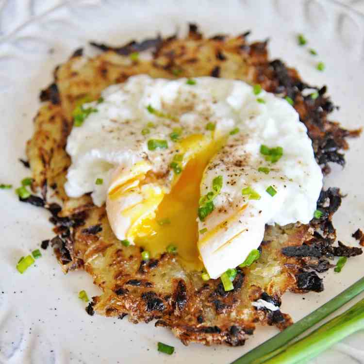 Crispy Hash Browns and Poached Eggs