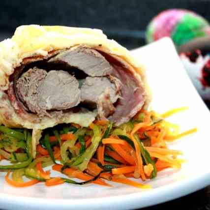 Lamb fillet in Puff Pastry with vegetable 