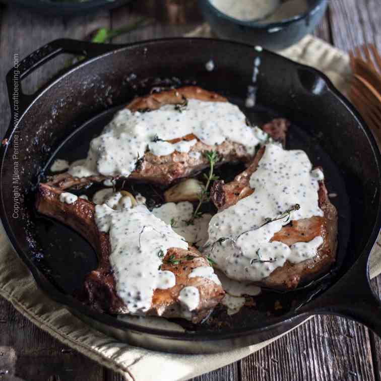 Skillet Pork Chops w- Creamy Mustard Sauce