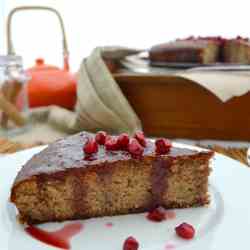Pomegranate Soaked Almond & Hazelnut Cake