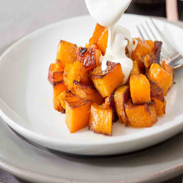 Spiced Butternut Squash With Creme Fraiche