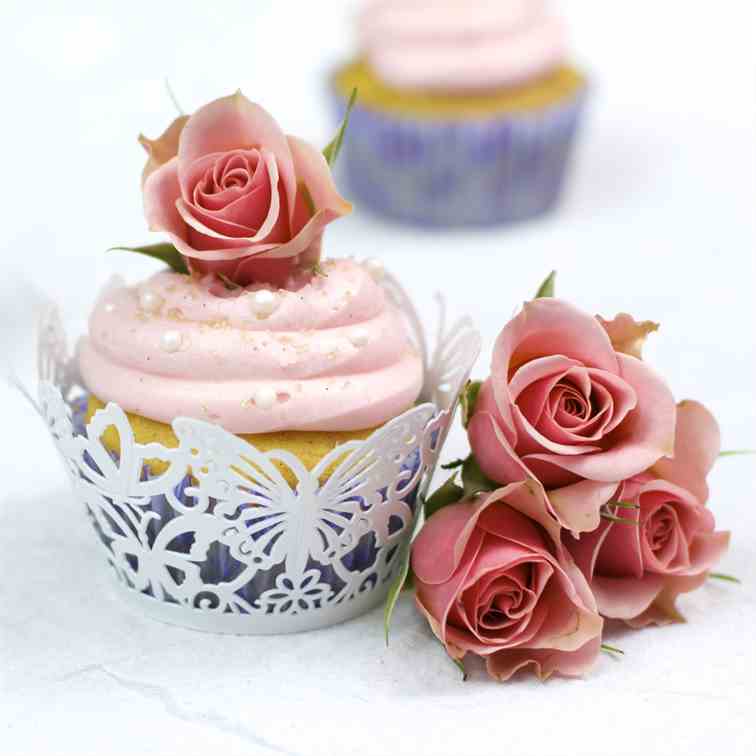 Rose Water and Vanilla Bean Cupcakes