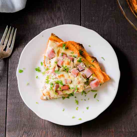 Ham and Blue Cheese Sweet Potato Quiche