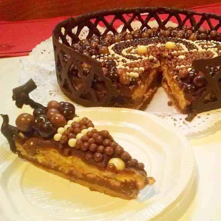 Chocolate cake and custard. 