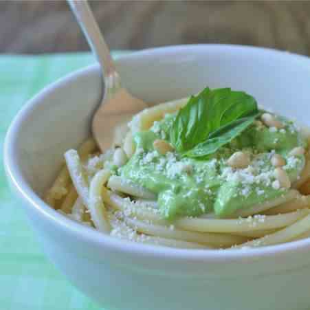Perciatelli with Creamy Pesto