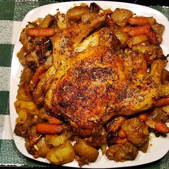 Olive Oil Herb Roasted Chicken And Veggies