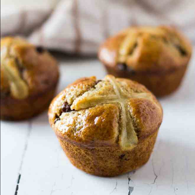 Chocolate and Orange Hot Cross Muffins