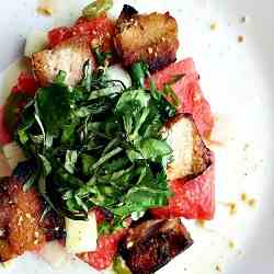 Pork belly and watermelon salad