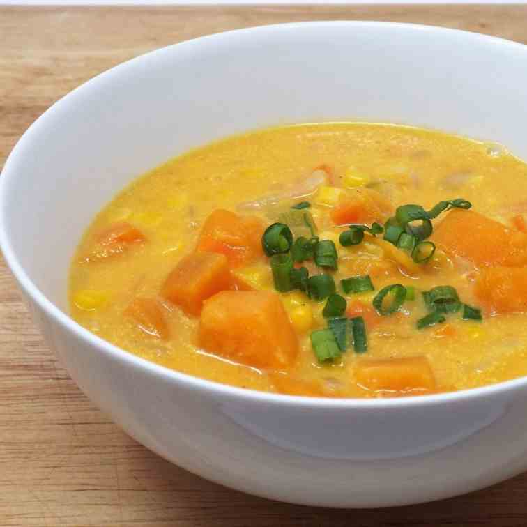 Spicy Corn and Sweet Potato Chowder