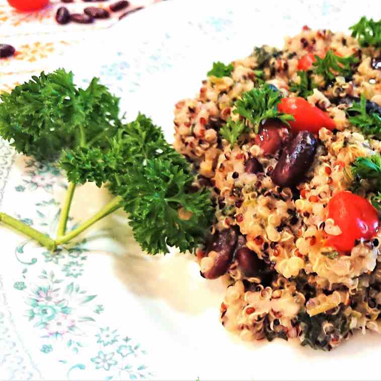 Lemon-garlic quinoa with kidney beans