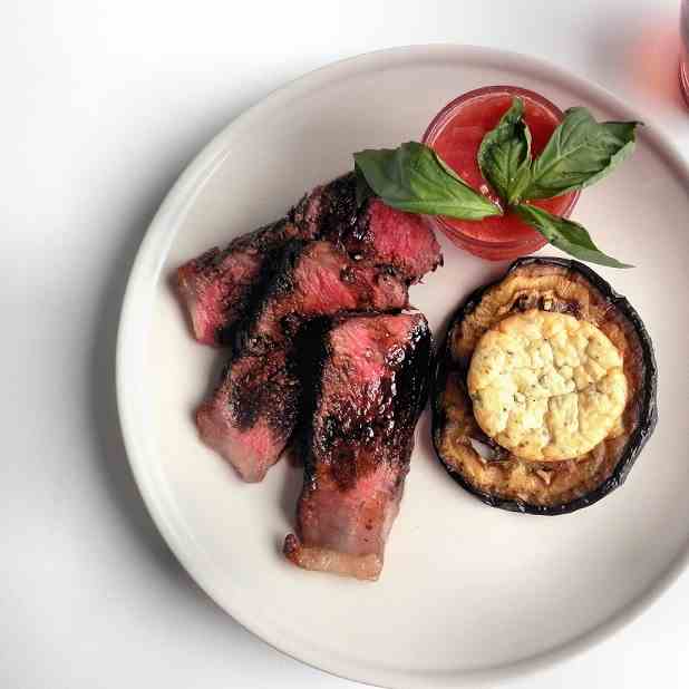 Grilled Steak with Tomato Sorbet