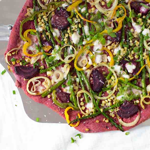 Every Veggie Pizza with Beet Crust