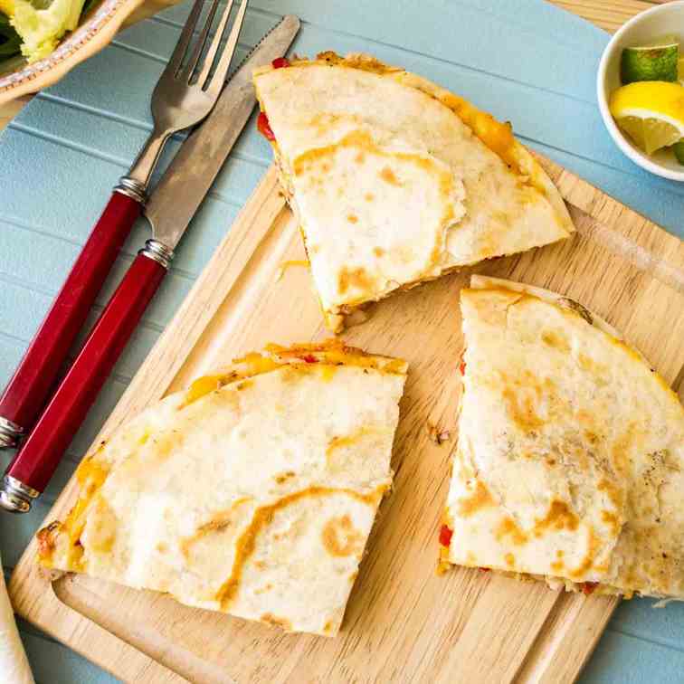 Quesadillas with crab meat and cheddar