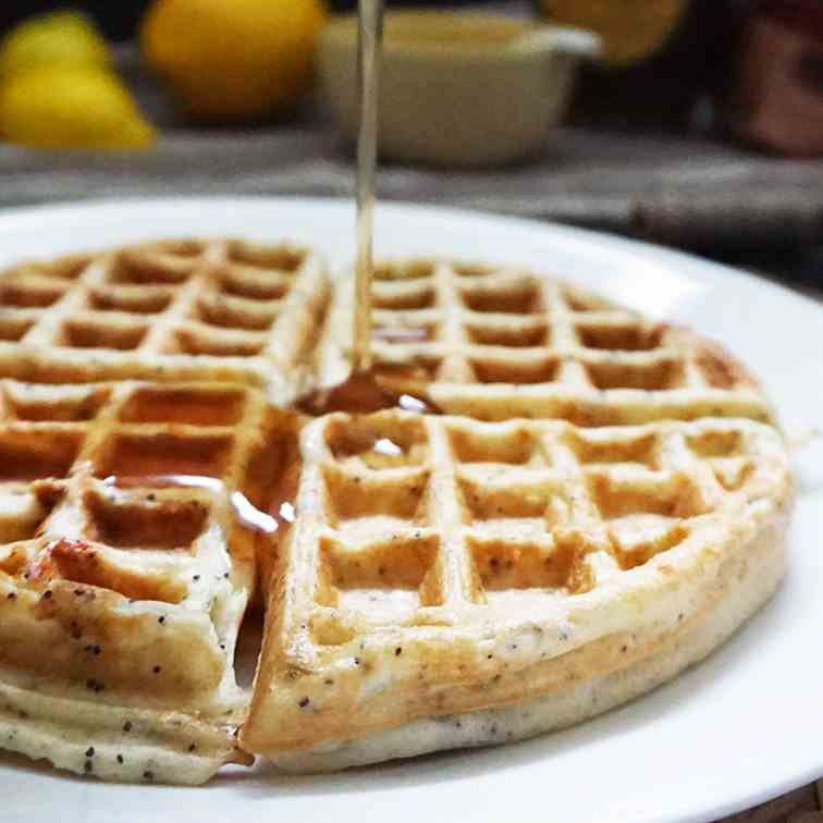 Lemon poppy seed waffles