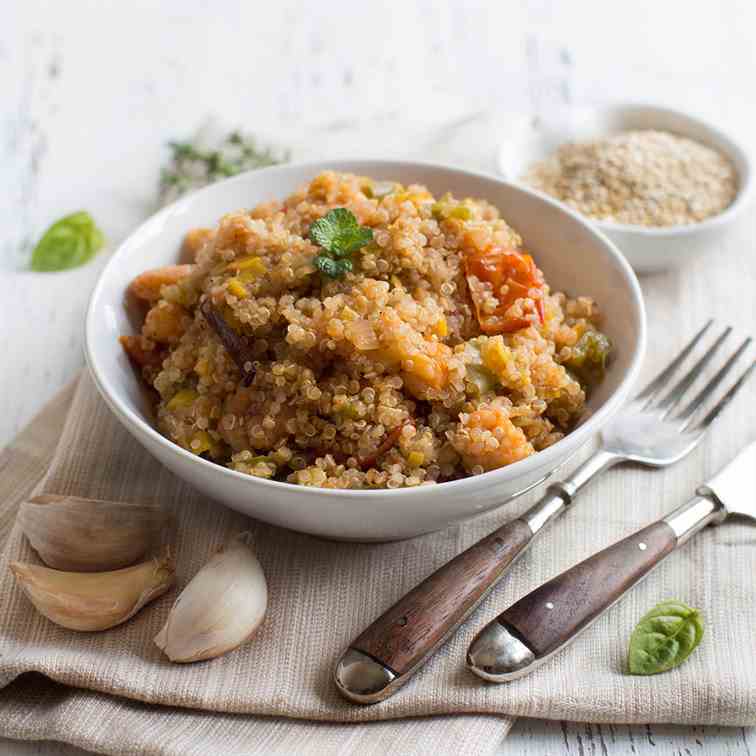 Quinoa with vegetables and shrimps recipe