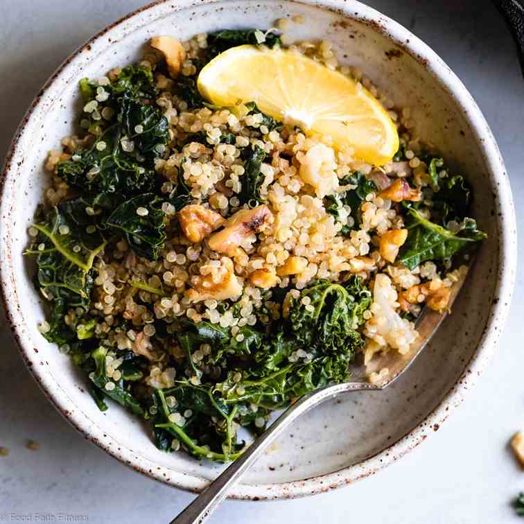 Garlic Butter Quinoa Kale Skillet