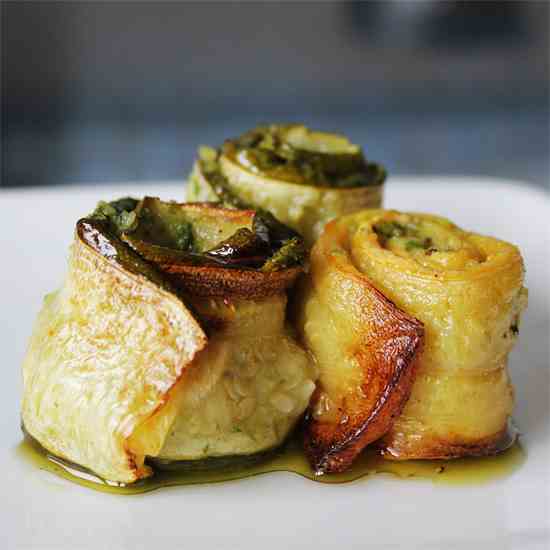 Zucchini Rolls with Homemade Pesto