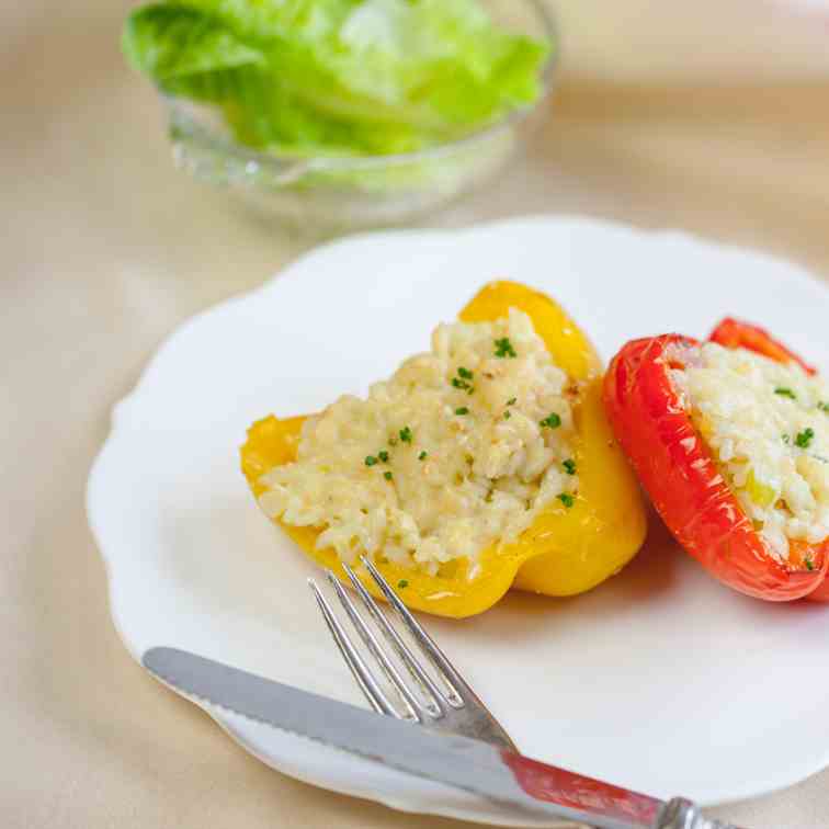 Stuffed bell peppers with risotto rice