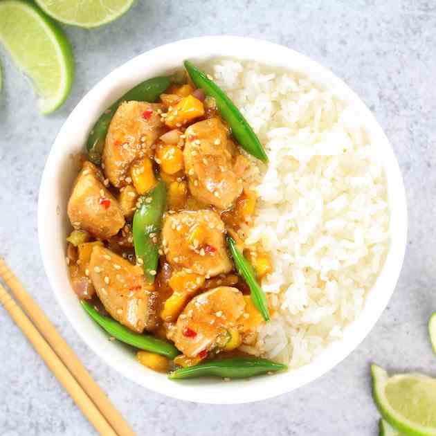 Mango Chicken Stir-Fry w- Snap Peas