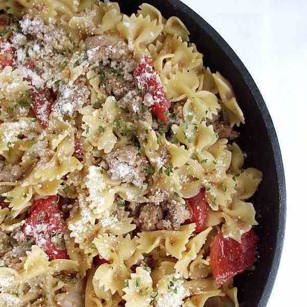 One-Pot Turkey Bow Tie Skillet