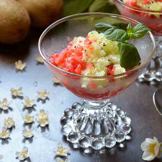 Ice Cold Strawberry Kiwi Granita