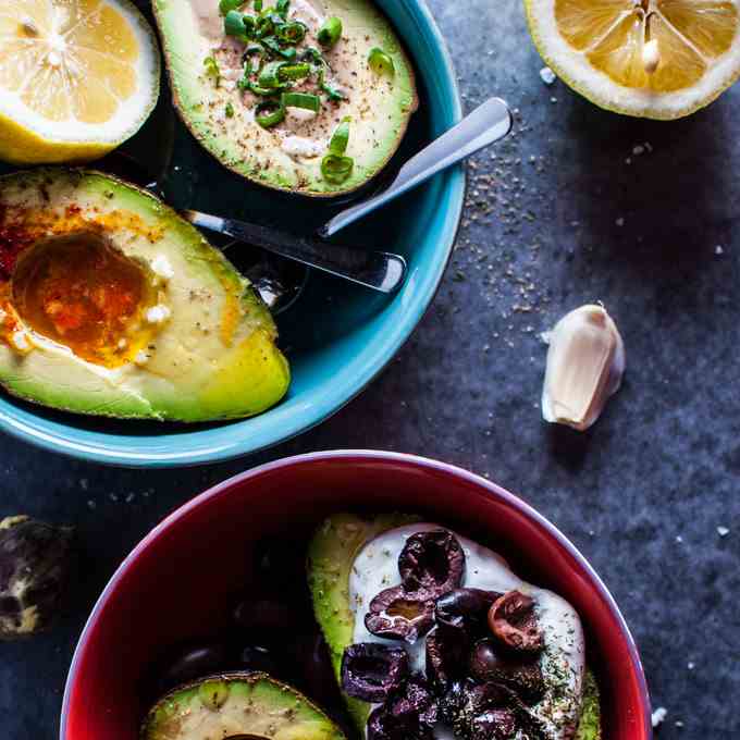 Avocado Halves 4 Ways