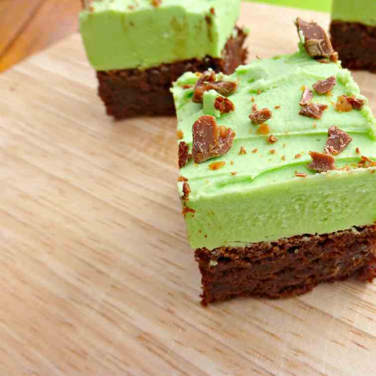 Chocolate Brownies with a Mint Frosting