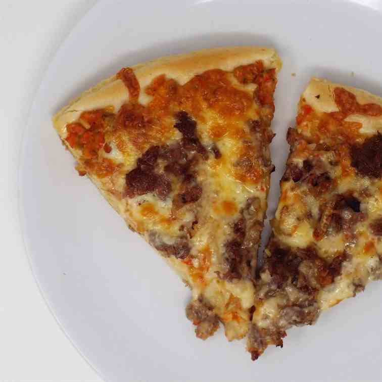 Cheesesteak and Hot Pepper Relish Pizza