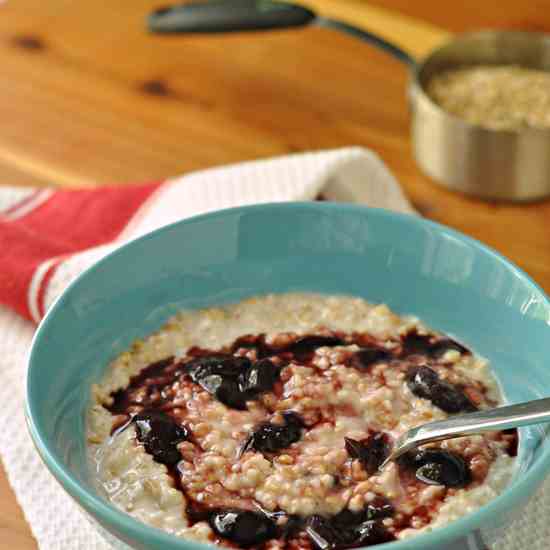 Creamy Steel Cut Oats with Cherries