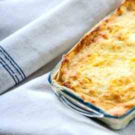 Fish lasagne with cheesy topping