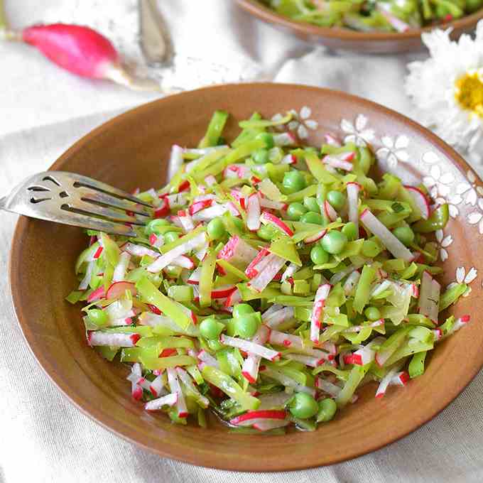 Julienned Show Pea and Radish Salad