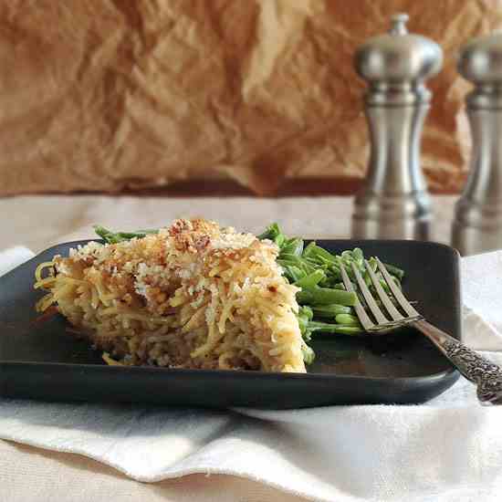 French Onion Spaghetti Pie