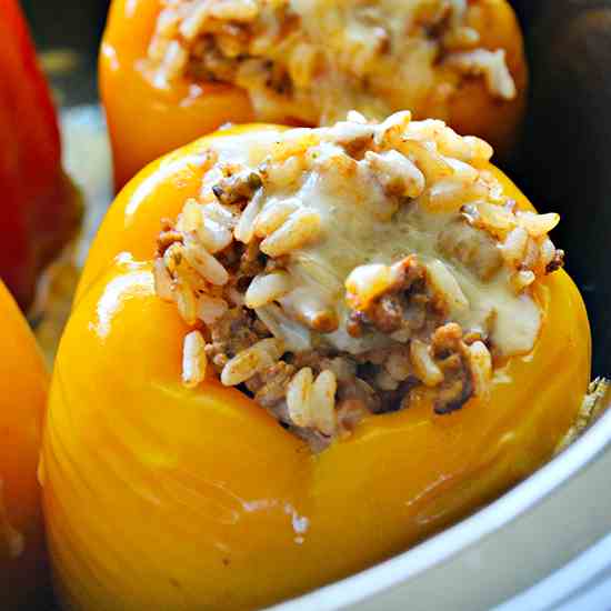 Slow Cooker Stuffed Peppers with Beef