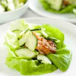 Miso Grilled Salmon Lettuce Wraps