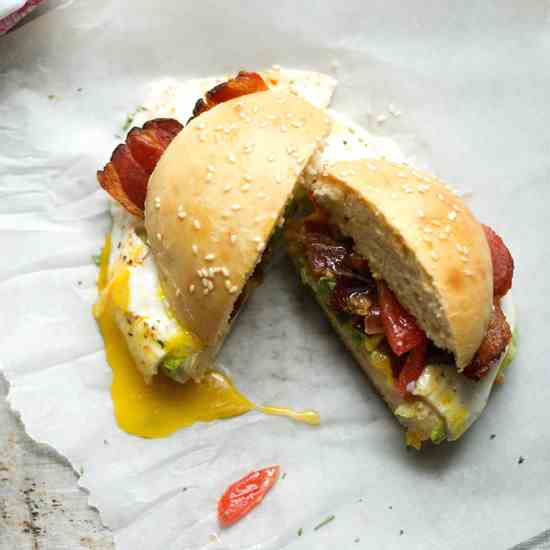 Blt with Sunny Side Up Egg Breakfast Panin