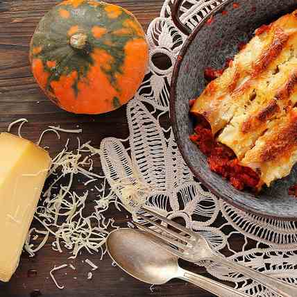 Beef and pumpkin cannelloni