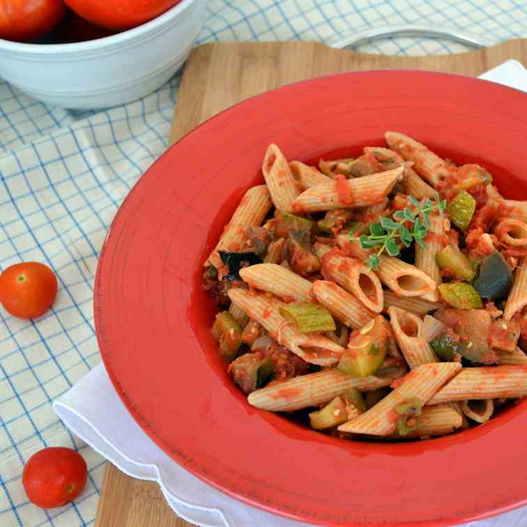 Penne with veggie casserole