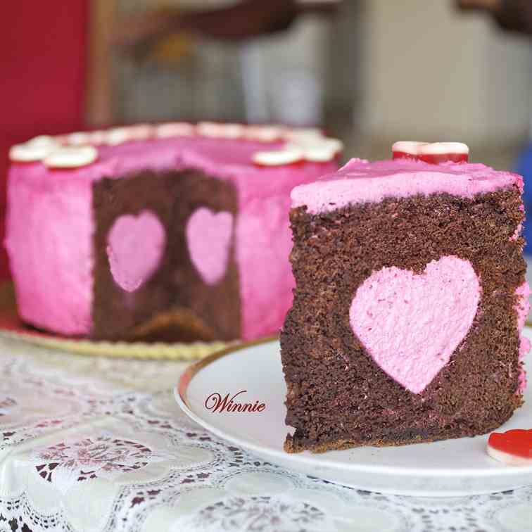 Chocolate Cake with Strawberry Mousse