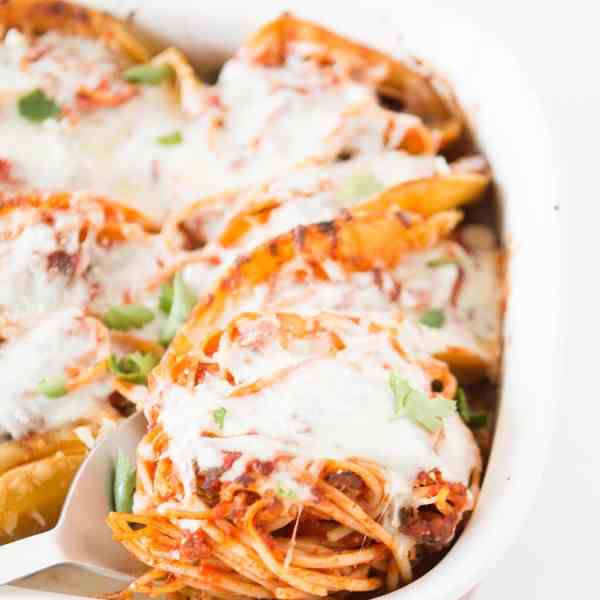 baked spaghetti tacos