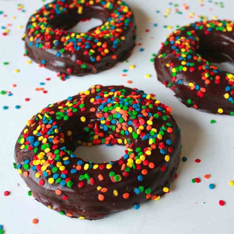 Baked Cinnamon Donut with Chocolate Glaze