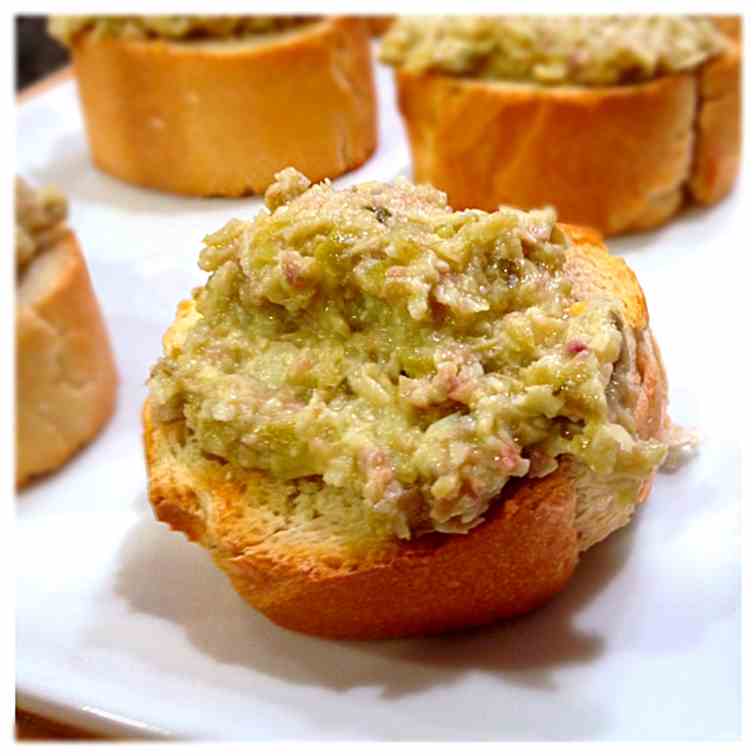 Artichoke and Green Olive Crostini