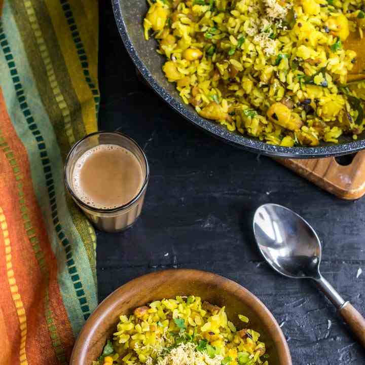 Batata Poha (Flattened rice with potatoes)