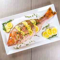 Grilled whole red snapper