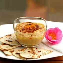 Orange Hummus with Tortilla Chips