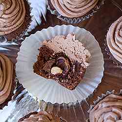 Ferrero Rocher Stuffed Chocolate Cupcakes