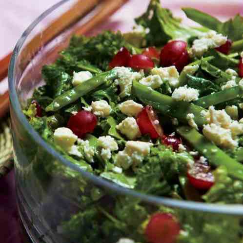 Mixed Greens with Snow Peas, Grapes & Feta