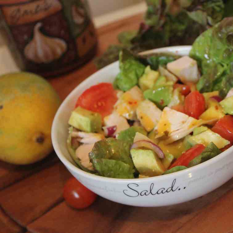 Chicken and Avocado salad with mango dress